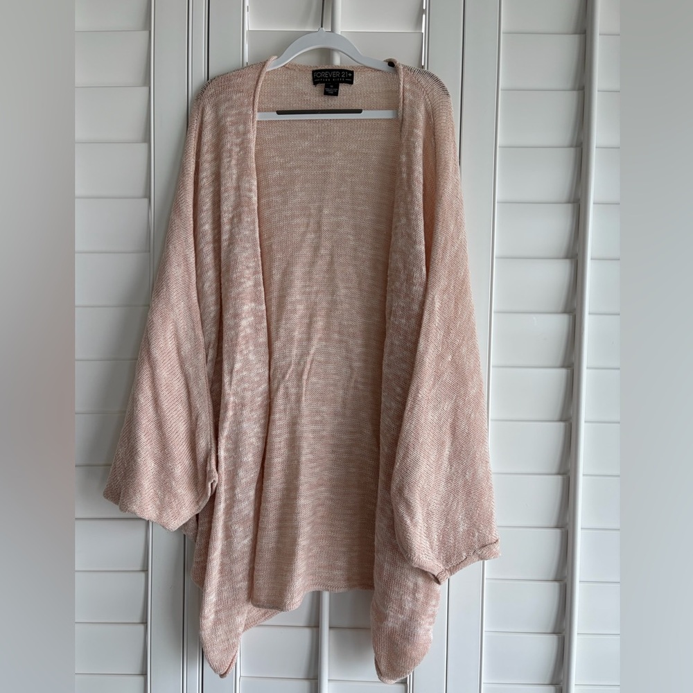 FOREVER 21+ Light Pink Open Front 3/4 Bat Sleeve Cardigan Sweater Size 1X